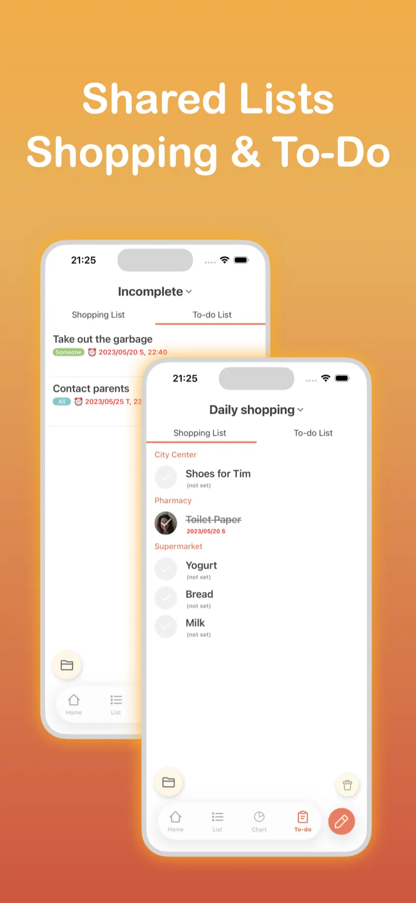 Shared Lists — Shopping lists and to-do lists for the household
